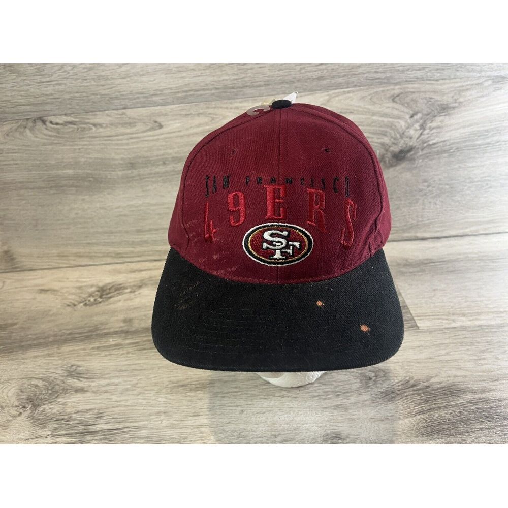 Vintage San Francisco 49ers Hat Cap Strapback NFL Game Day NWT Block Logo‎ Flaws